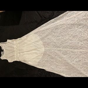Rue21 Maxi White Lace/Damask Sleeveless Dress